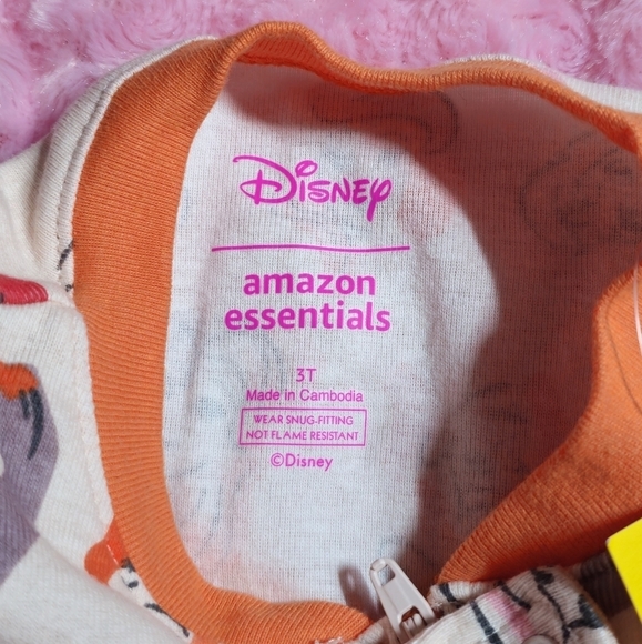 Amazon Essentials Disney Princesses Pink & Orange Onesie Footed Pyjamas Size 3T - Picture 7 of 8
